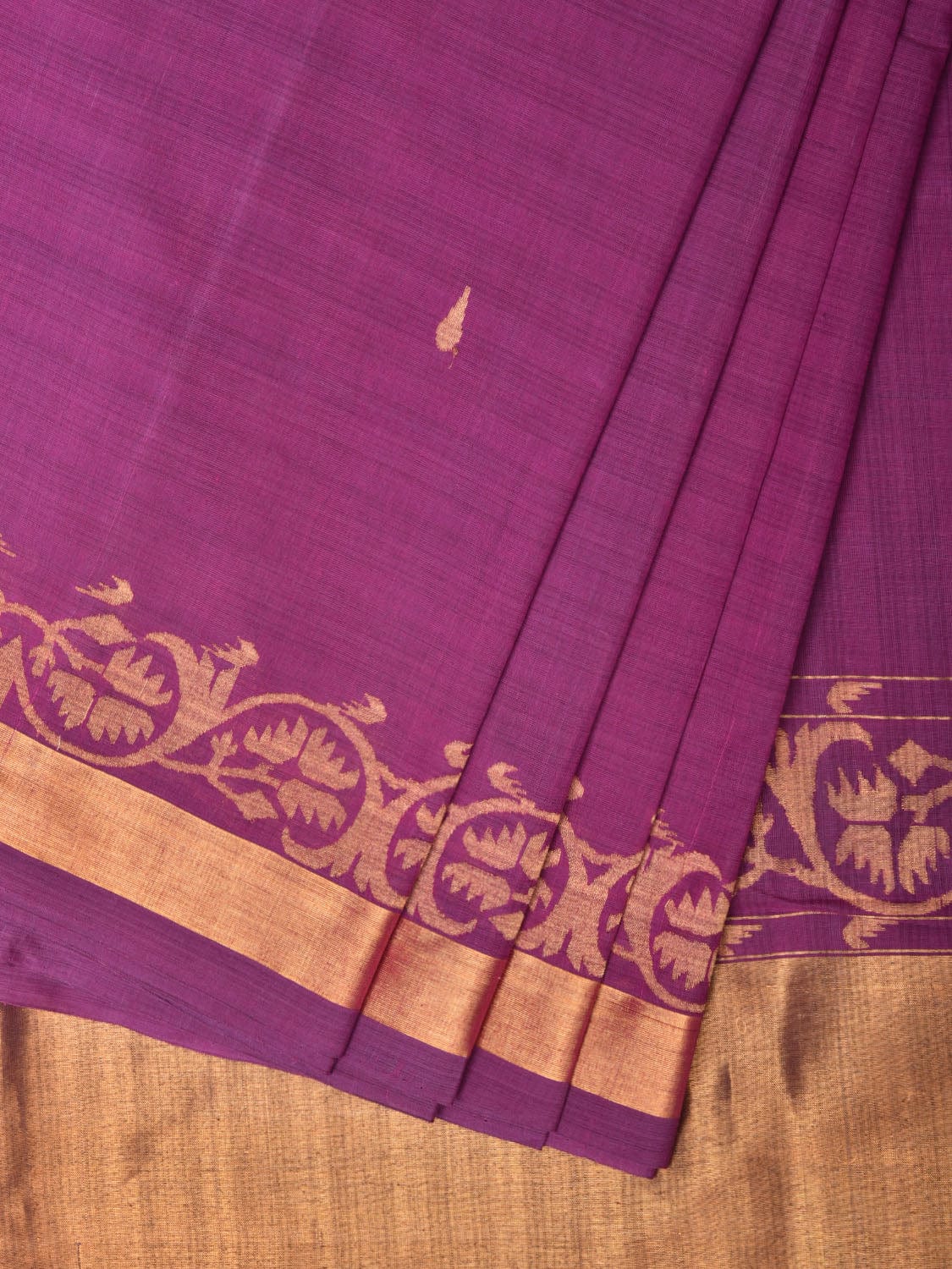 Purple Uppada Cotton Handloom Saree with Border Design - Global Threads | Grocsy