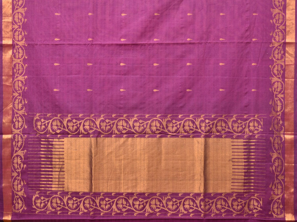 Purple Uppada Cotton Handloom Saree with Border Design - Global Threads | Grocsy