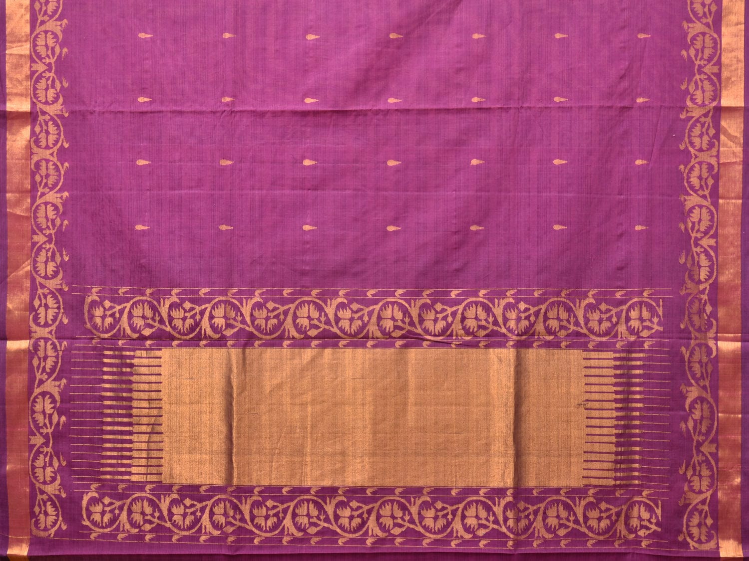 Purple Uppada Cotton Handloom Saree with Border Design - Global Threads | Grocsy