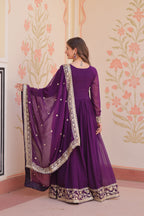 Evanik Faux Georgette With Embroidered Work Wedding Gown Dupatta | Grocsy