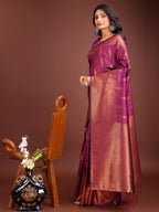 Anaita Purple Banarasi Silk Woven Saree With Blouse | Grocsy