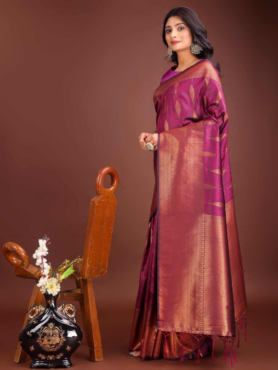 Anaita Purple Banarasi Silk Woven Saree With Blouse | Grocsy