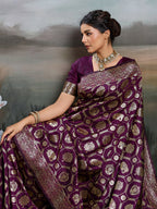Anaita Purple Silk Blend Woven Saree With Blouse | Grocsy