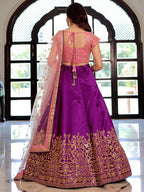 Tulsi Art Glamorous Purple Mulberry Silk Zari Embroidered Lehenga Choli | Grocsy