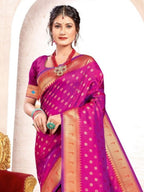 Anaita Purple Banarasi Saree With Blouse Piece | Grocsy