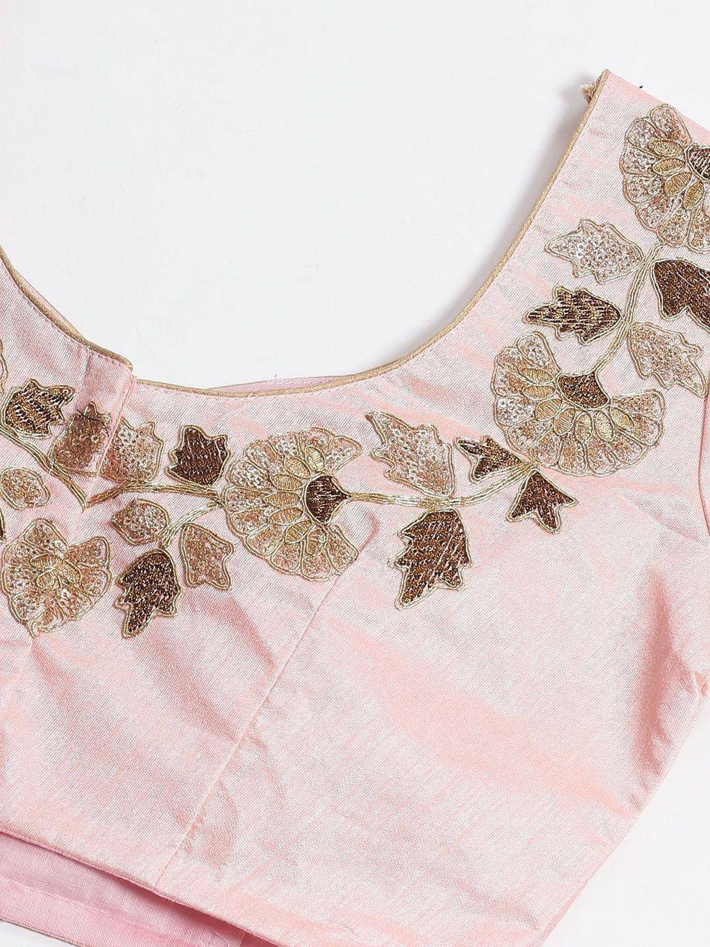 Tulsi Art Purple & Peach-Coloured Semi-Stitched Myntra Lehenga With Unstitched Choli | Grocsy