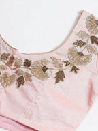Tulsi Art Purple & Peach-Coloured Semi-Stitched Myntra Lehenga With Unstitched Choli | Grocsy