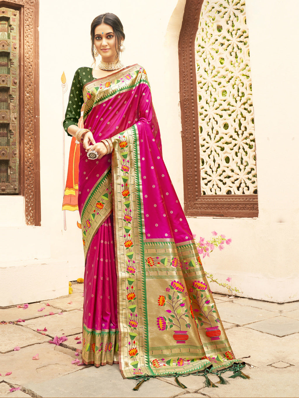 Anaita Purple Silk Saree With Blouse Piece | Grocsy