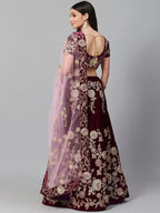 Tulsi Art Purple & Golden Semi-Stitched Myntra Party Wear Lehenga & Unstitched Blouse With Dupatta | Grocsy