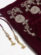 Tulsi Art Purple & Golden Semi-Stitched Myntra Party Wear Lehenga & Unstitched Blouse With Dupatta | Grocsy