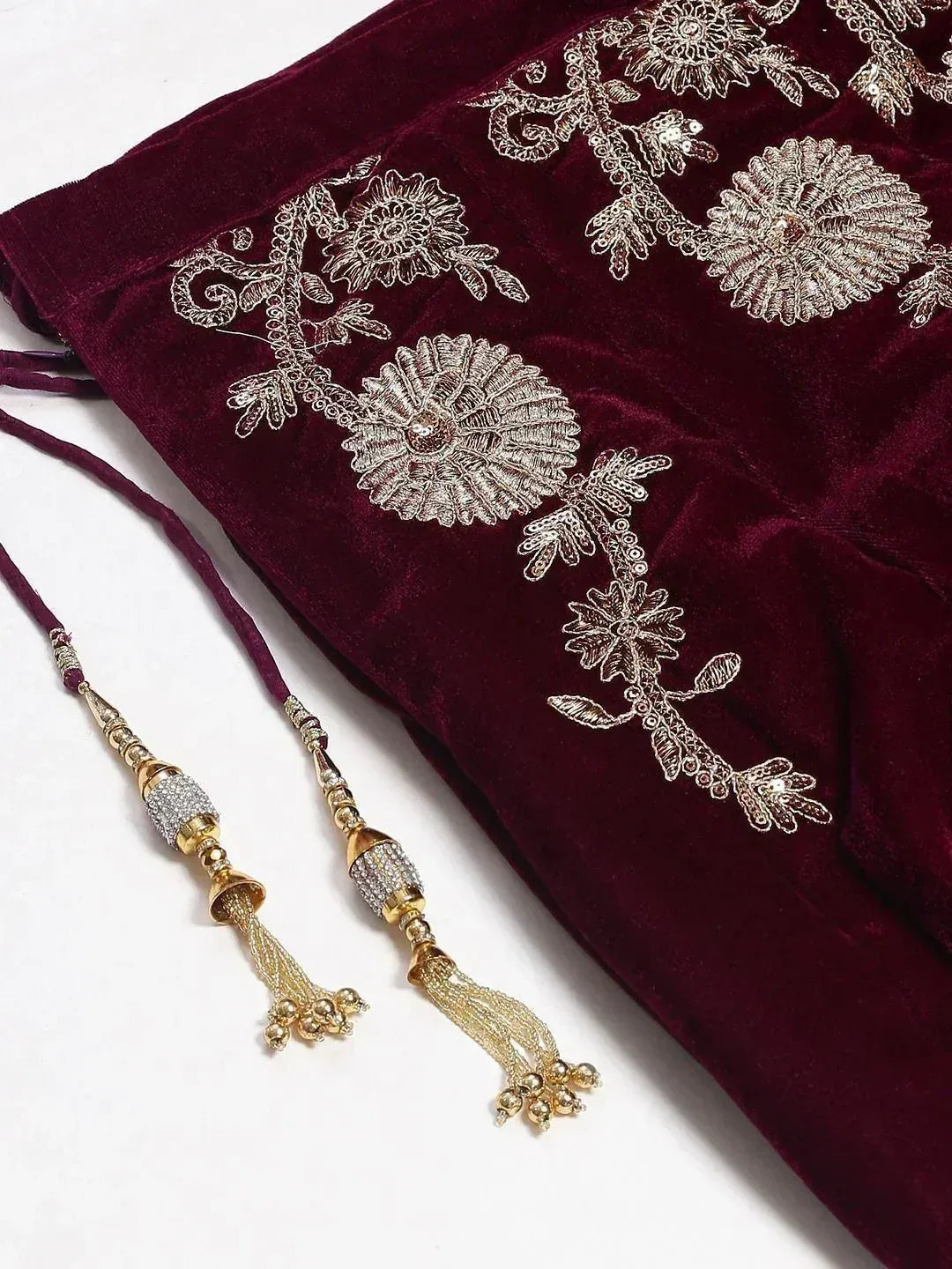 Tulsi Art Purple & Golden Semi-Stitched Myntra Party Wear Lehenga & Unstitched Blouse With Dupatta | Grocsy