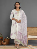 Yufta Purple Gota_Patti Cotton Anarkali Kurta Dupatta Pant Set | Grocsy