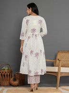 Yufta Purple Gota_Patti Cotton Anarkali Kurta Dupatta Pant Set | Grocsy