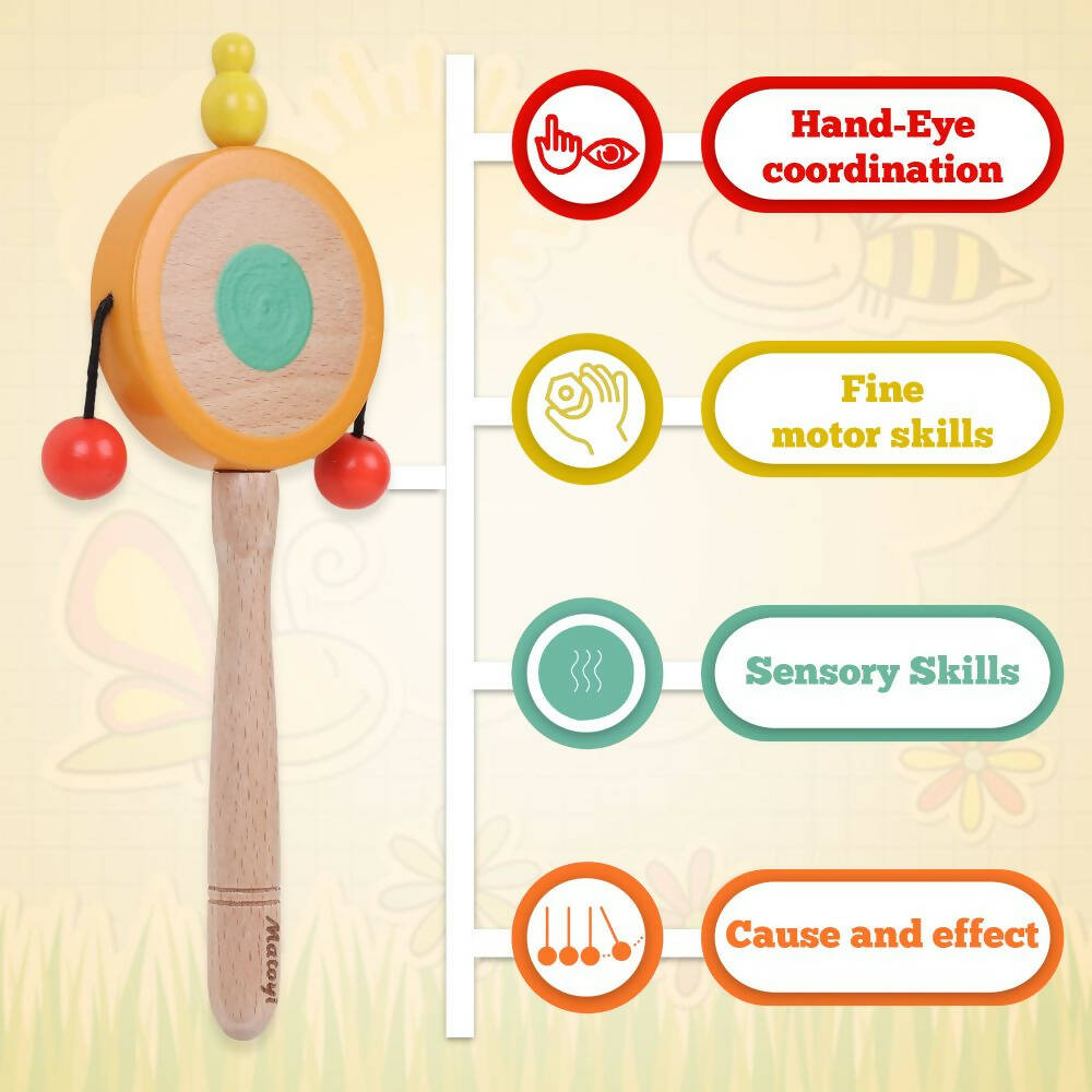 Matoyi Wooden Baby Flat Disk Rattle | Grocsy