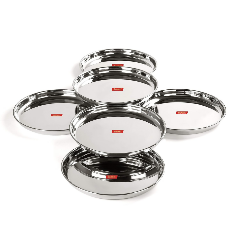 Sumeet Stainless Steel Dinner Plates | Grocsy