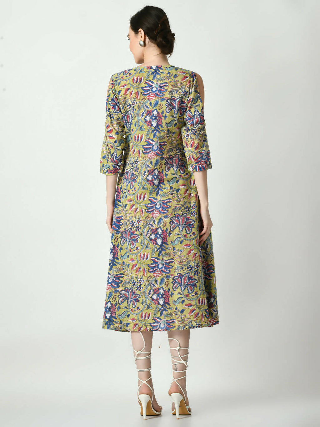 Myshka Women's Multi Floral Printed A-Line Dress | Grocsy