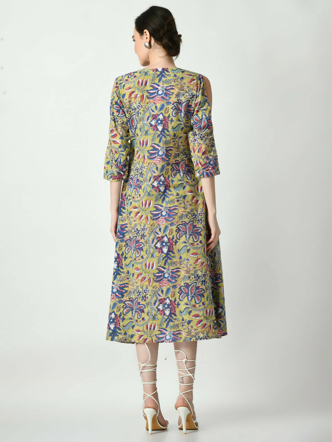 Myshka Women's Multi Floral Printed A-Line Dress | Grocsy