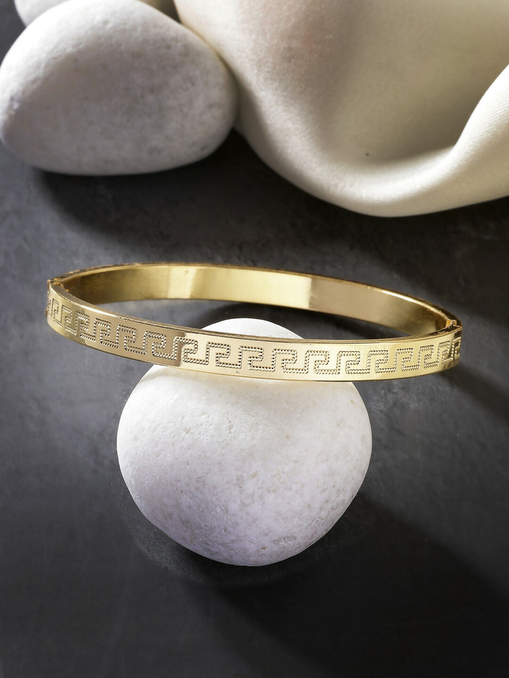 NVR Men's Set of 2 Gold & Black Rhodium-Plated Stainless Steel Kada Bracelet