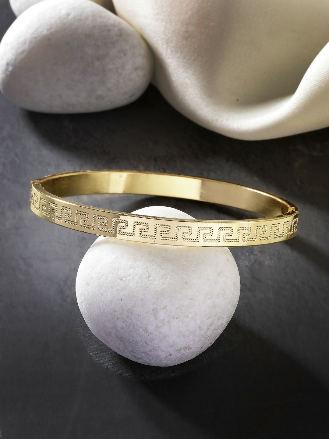NVR Men's Set of 2 Gold & Black Rhodium-Plated Stainless Steel Kada Bracelet