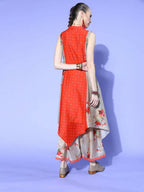 Ahalyaa Women Beige Colour Chanderi Digital Printed Kurta Palazzo Set | Grocsy