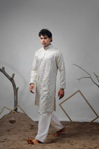 Off White Viscose Heavy Embroidery Work Kurta Set - Mahotsav | Grocsy