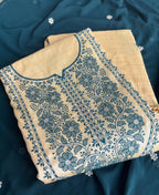 KC Khadi Cotton White Suit With Blue Dupatta 3 Piece Pair For Women | Grocsy