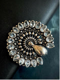 Joban Fashion Peacock Shape Monalisa Stone Silver Plated Ring | Grocsy