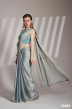Grey Satin Rangoli Solid Fancy Designer Saree - Nafisa | Grocsy