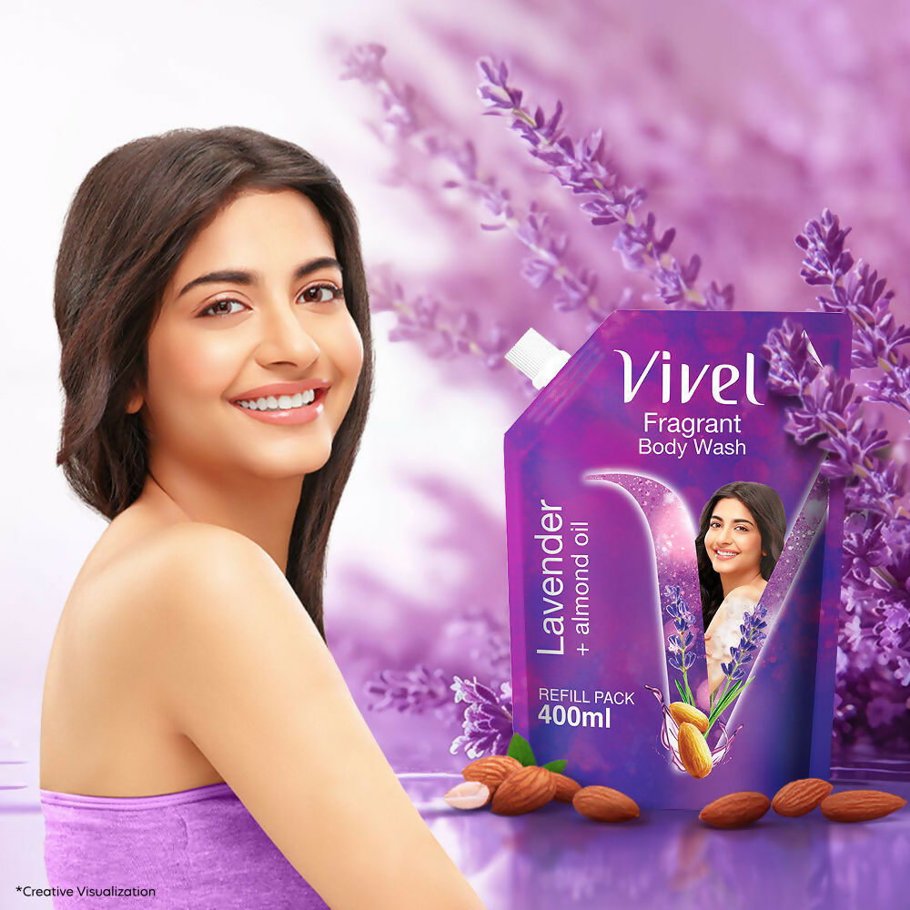 Vivel Fragrant Body Wash Lavender & Almond Oil Moisturizing Shower Gel Supersaver Refill Pack | Grocsy