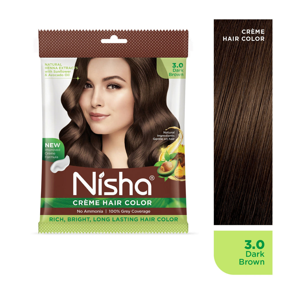 Nisha Creme Hair Color for Women - Dark Brown | Grocsy
