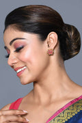 Joban Fashion Women Kundan , Brass And Ruby Stone Ruby Earrings | Grocsy