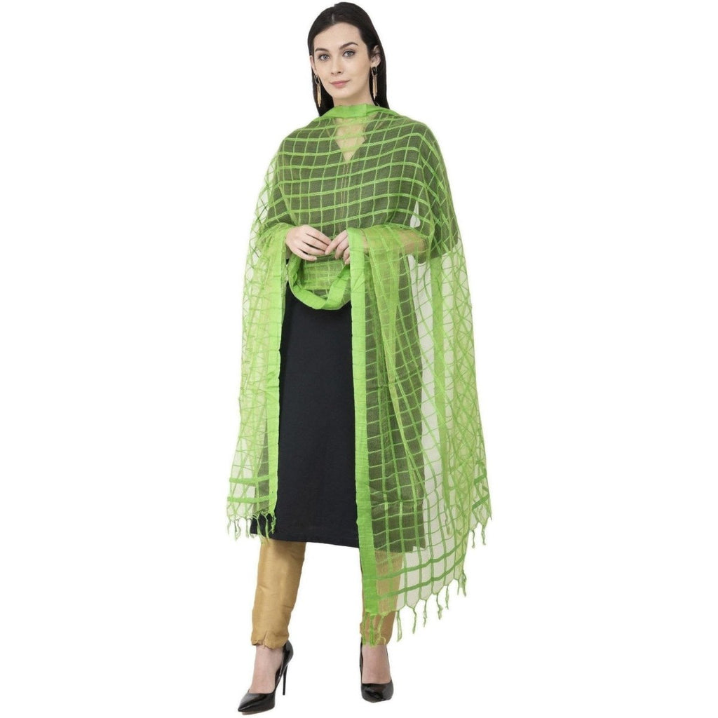 A R Silk Cotton Square Regular Dupatta Parrot Green Color Dupatta or Chunni | Grocsy