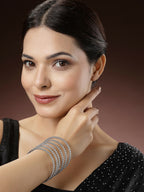 NVR Women's Set of 6 Silver-Toned German Silver Oxidised Bangles | Grocsy
