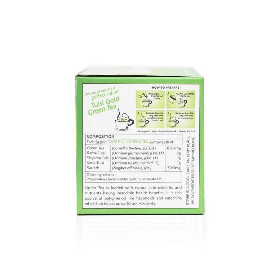 Kudos Ayurveda Tulsi Gold Green Tea, Anti-Oxidant Tea | Grocsy