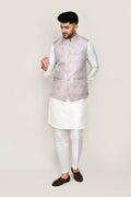 Joban Fashion White Colored Art Silk Fabric Kurta, Jacket With Straight Fit Pant | Grocsy