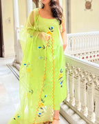 The52 Lemons Women's Gorgeous Printed Viscose Fabric Straight Kurta Pant with Dupatta Set | Grocsy