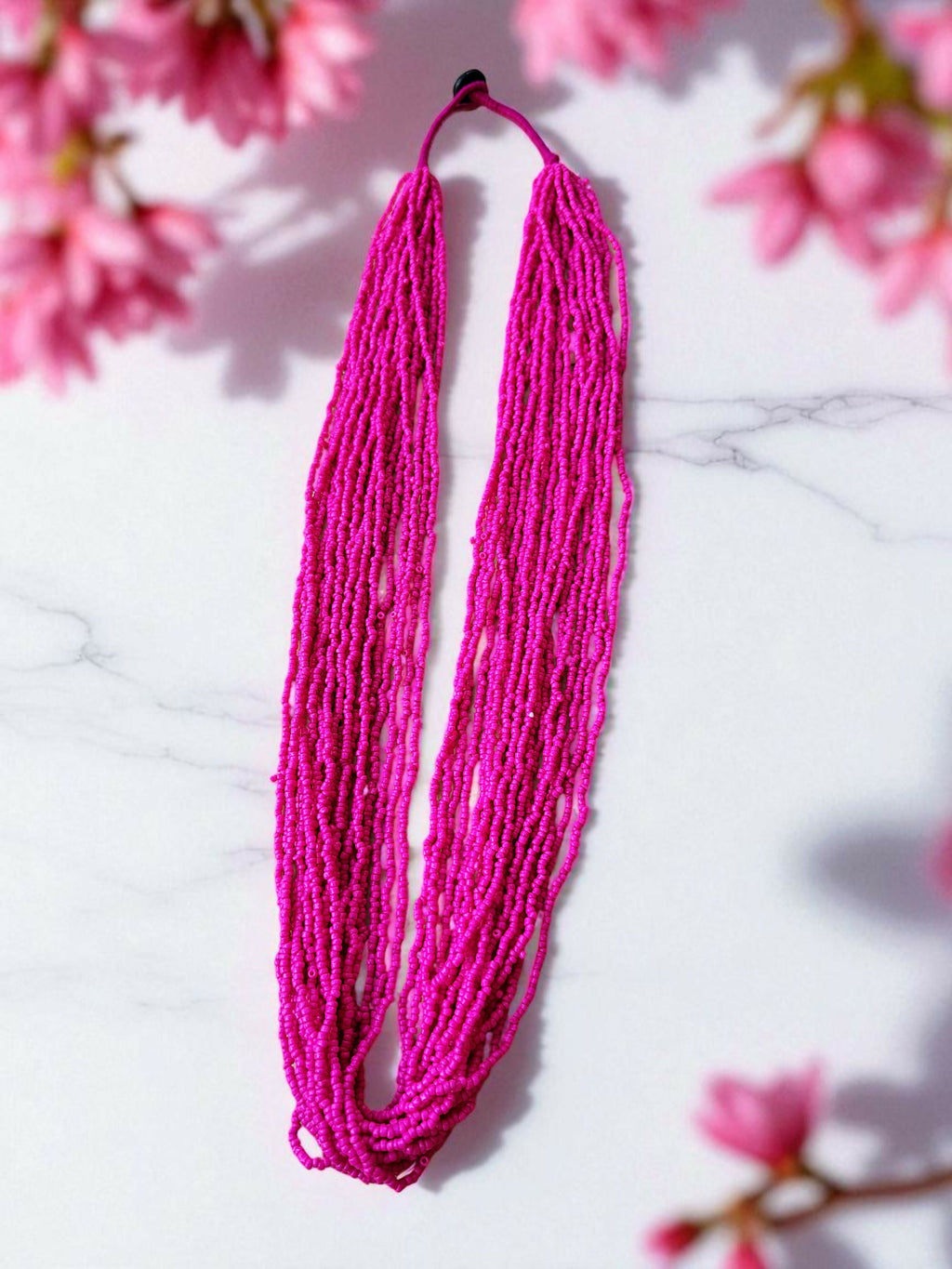 Inhanns Rangsaaz 20-Layer Luxe Long Beaded Only Necklace - Pink Only Necklace | Grocsy