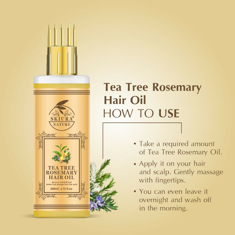 Skiura Nature Tea Tree Rosemary Hair Oil For Strong Healthy Hair And Dandruff Free | Grocsy