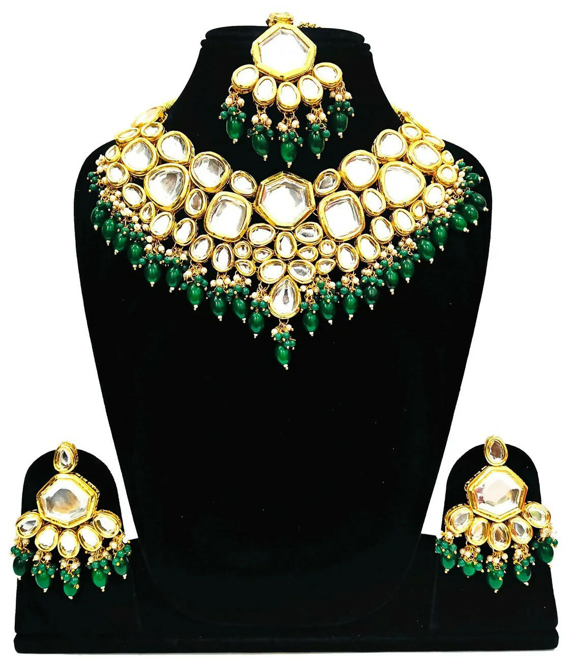 Joban Fashion Hand Made High Quality Gold Plated Base Metal Alloy Kundan Stone Studded Kundan Jewellery Set | Grocsy