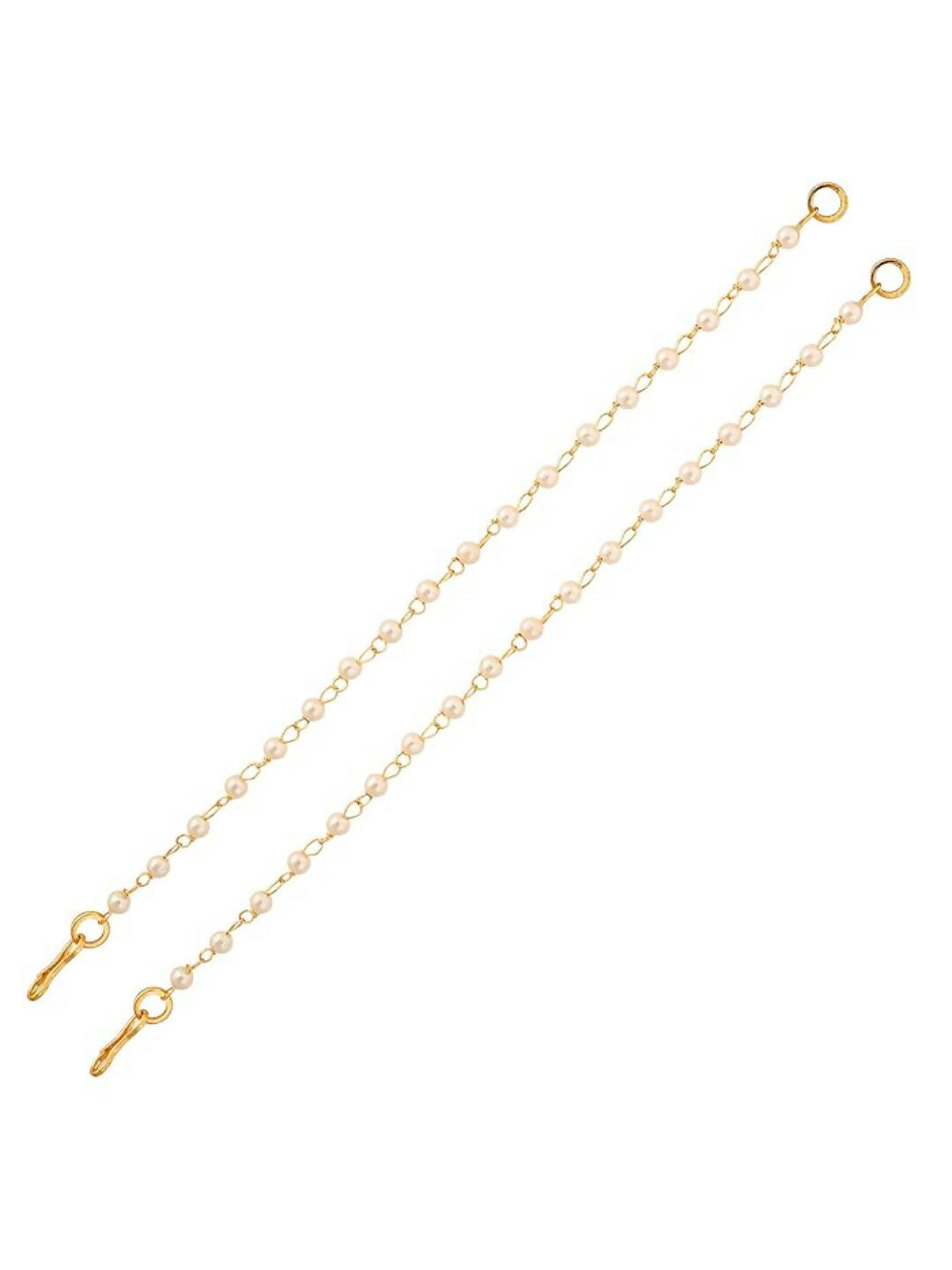NVR Pearl Studded Classic Gold-Polished 1 Line Ear Chain Ear Cuff | Grocsy