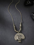 NVR Women's Gold-Polished Peacock Design Pendant with Chain | Grocsy
