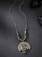 NVR Women's Gold-Polished Peacock Design Pendant with Chain | Grocsy