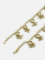 White Gold-Toned Plated Kundan Anklets Set Of 2 - Ruby Raang | Grocsy