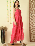 Myshka Women's Pink Printed Georgette Party Dress | Grocsy