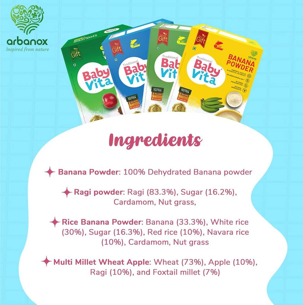 BabyVita Arbanox Nutribox Prime Essential Meals For Little Ones Variety of Nutrient-Packed Powders Combo | Grocsy
