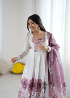 Joban Fashion Onion Pink Kurta Set Organza Sequin Embroidery Work | Grocsy
