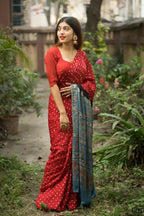 Aayaa Designer Printed Satin Saree - Multi Color | Grocsy