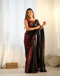 Black Georgette Designer Sequence Embroidery Work Saree - Radhe | Grocsy