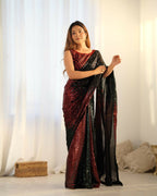 Black Georgette Designer Sequence Embroidery Work Saree - Radhe | Grocsy