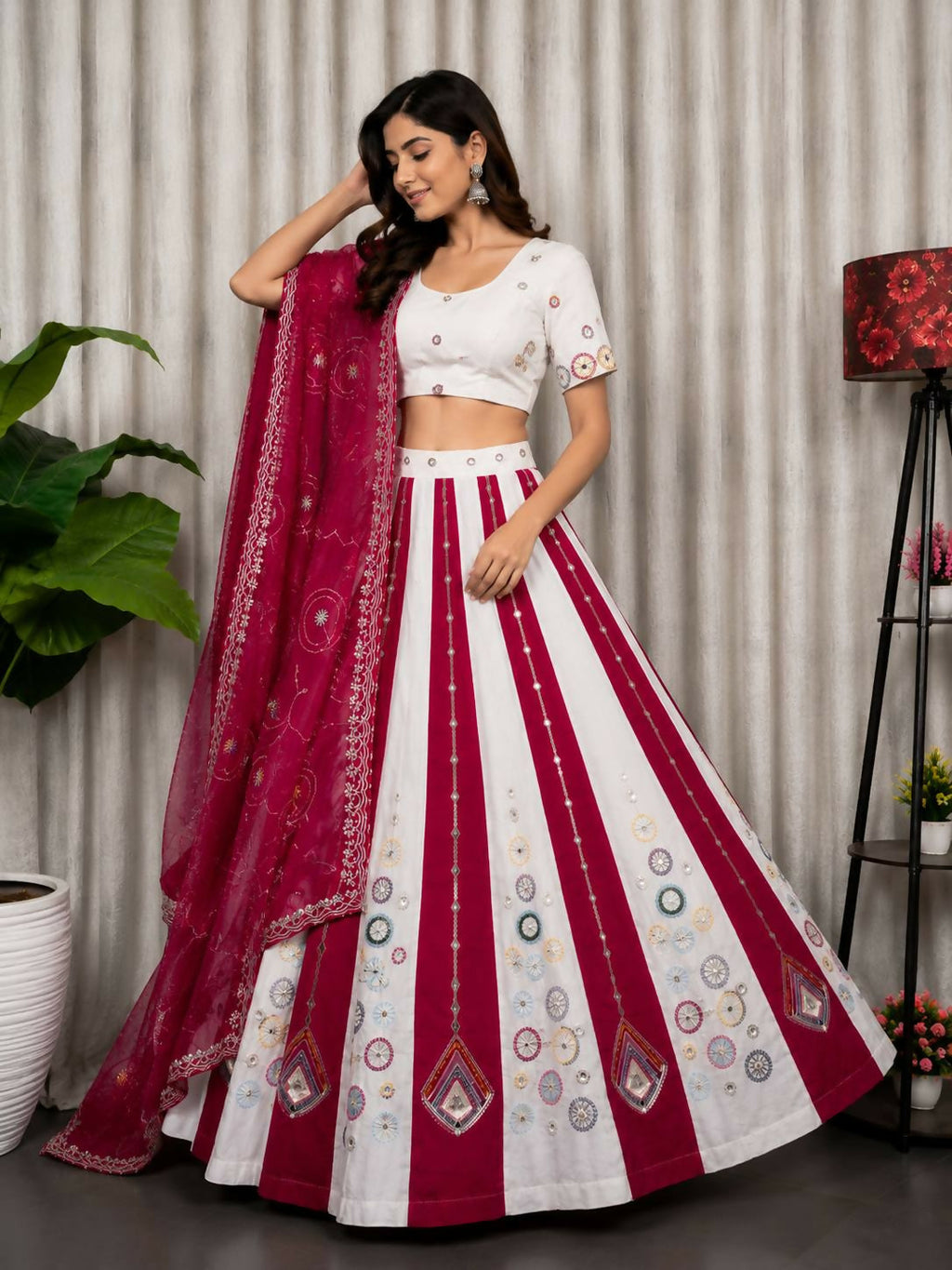 Lehenga Mart White Designer Navratri Lehenga Choli for Women | Grocsy